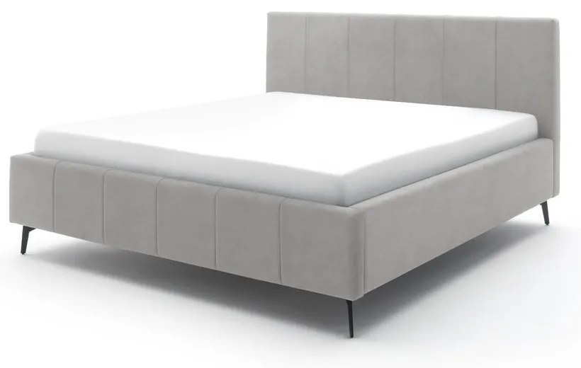 Világosszürke kárpitozott franciaágy tárolóhellyel ágyráccsal 180x200 cm Lizzano – Meise Möbel