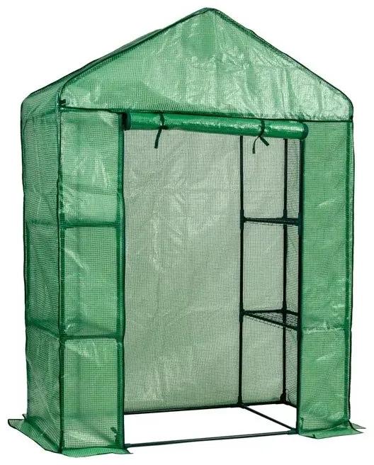 Mini üvegház erkélyre, 140x70x200 cm, zöld színben