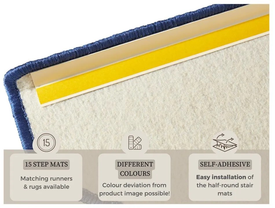 Kék öntapadós lépcsőszőnyeg szett 15 db-os 23x65 cm Fancy – Hanse Home
