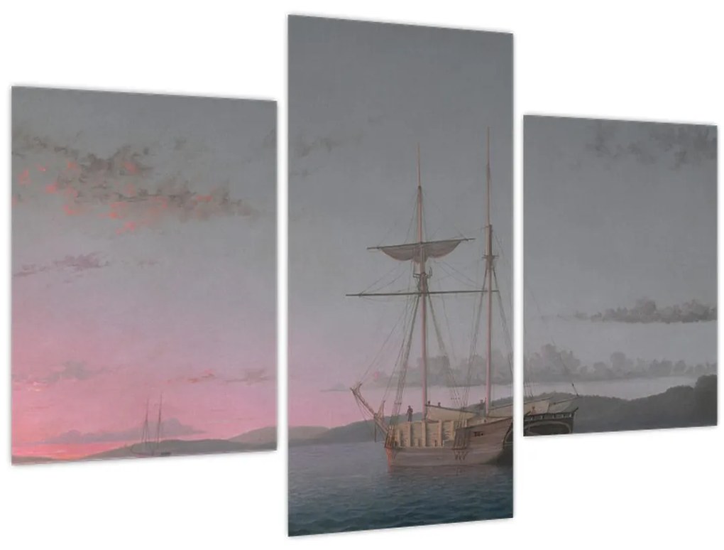 Kép - Fitz Henry Lane, Lumber Schooners at Evening on Penobscot Bay, reprodukciók (90x60 cm)