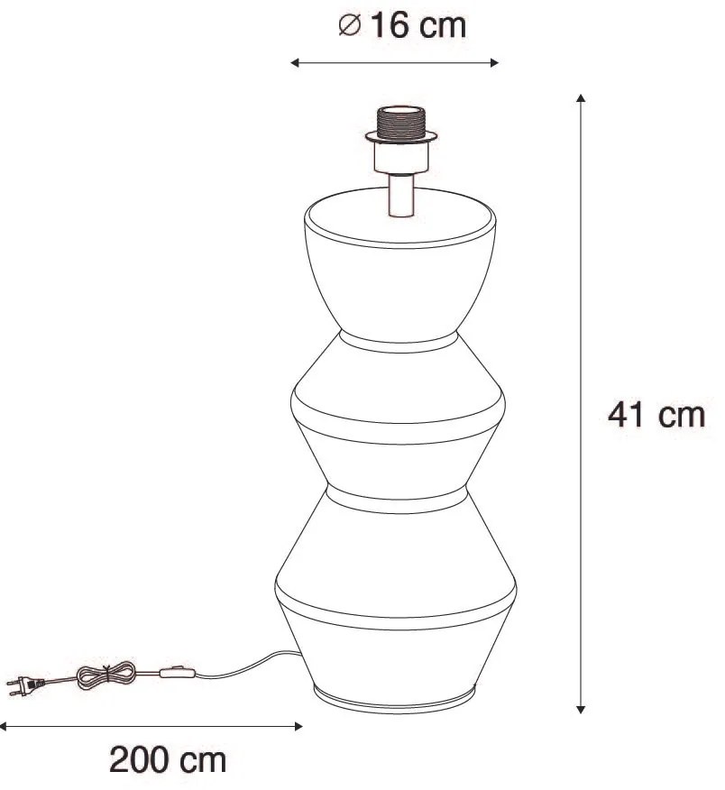 Design asztali lámpa fekete kerámia 16 cm árnyékoló nélkül - Alisia