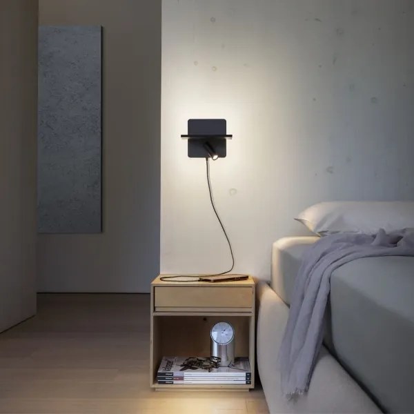 Ideal Lux - LED fali spotlámpa PIANO LED/10W/230V CRI 90 USB fekete