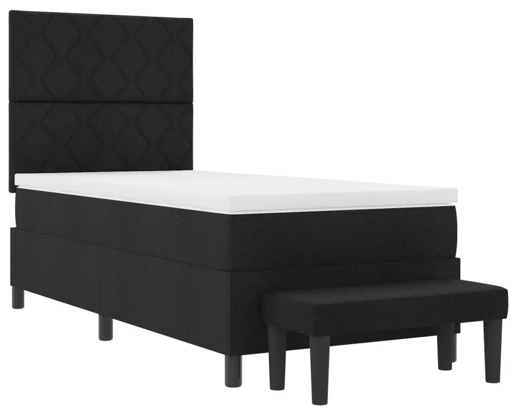 Boxspring ágy matraccal és padra Fekete 100x200 cm Szövet
