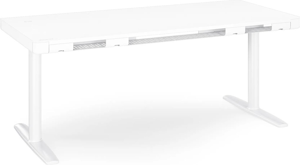 Elektromos ülő-álló íróasztal fiókkal és Qi vezeték nélküli töltővel fehér, 1600 mm: ELLIS