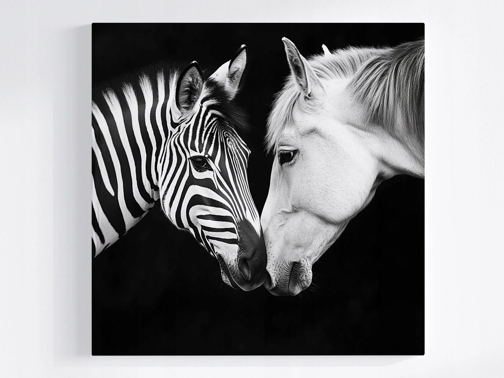 Poszter Portré Ló Zebra Fehér Fekete Kontraszt B&amp;w 80x80