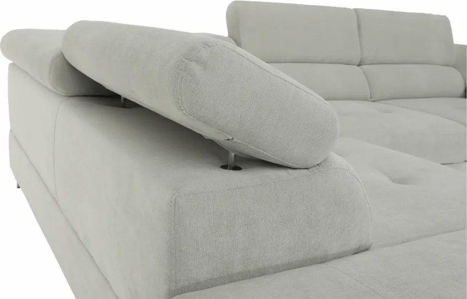 Ülőgarnitúra tárolóhellyel, világosszürke, szövet, balos, BUTON R