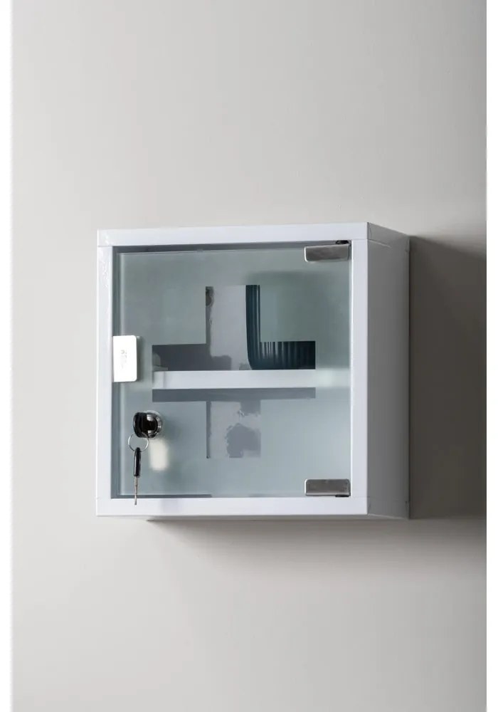 Fehér fém fali gyógyszeres szekrény 12x25 cm – PT LIVING