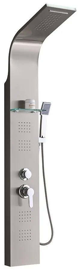 Alegro Silver hidromasszázs zuhanypanel, rozsdamentes acél