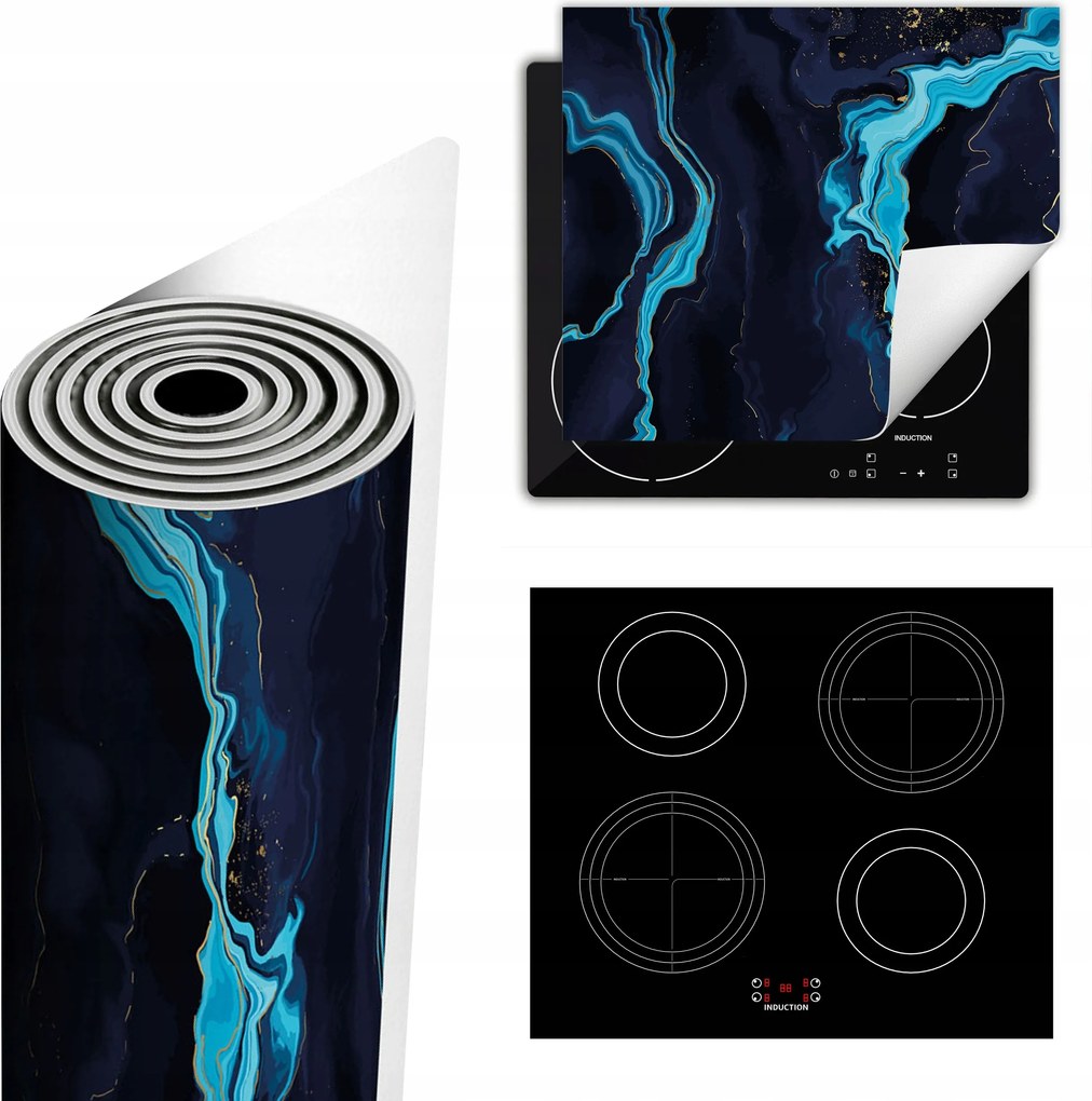 Tűzhelyvédő Szőnyeg Több Helyet Biztosít 60x52 sötétkék márvány