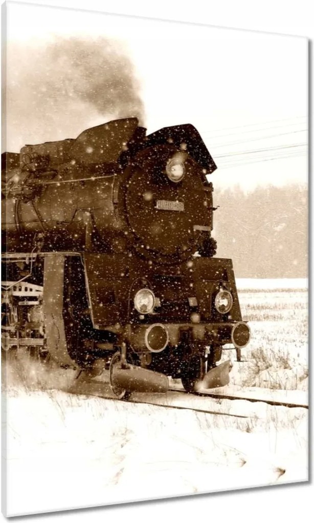 Vászonkép 70x100 Ol4959 gőzmozdony a hóviharban