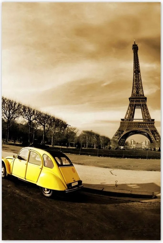 Poszterek 80x120 Sárga autó és torony