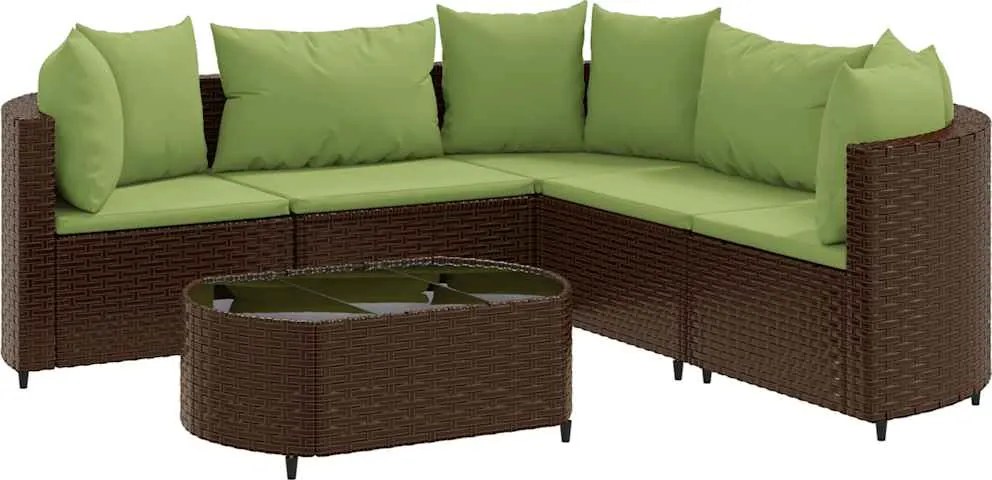 vidaXL 6 részes barna polyrattan kerti ülőgarnitúra párnával