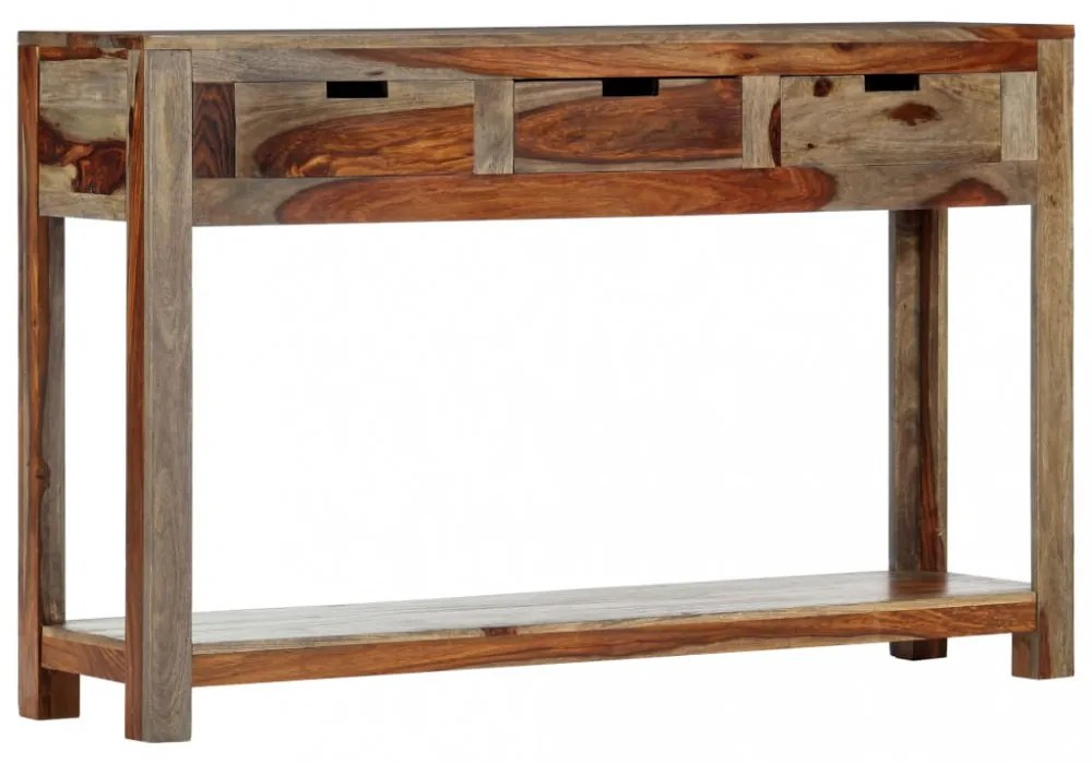 tömör akácfából tálalóasztal 3 fiókkal 120x30x75 cm