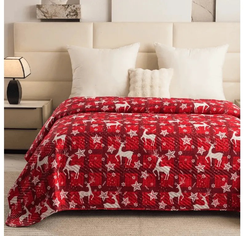 Ágytakaró VELVET CHRISTMAS WAVE, piros Méret: 220 x 240 cm
