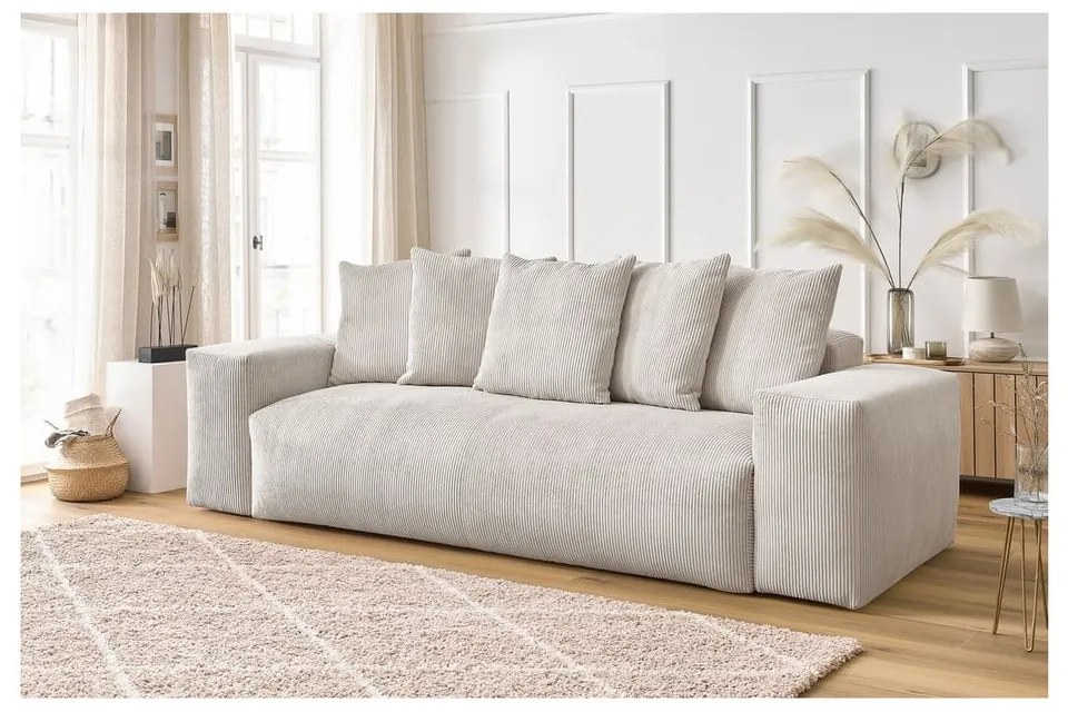 Krémszínű kordbársony kanapé 280 cm Voltaire – Bobochic Paris