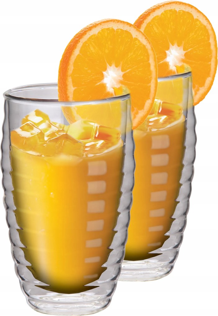 Maxxo Juice termosz pohár 380 ml, dupla falú boroszilikát üveg 2 db.
