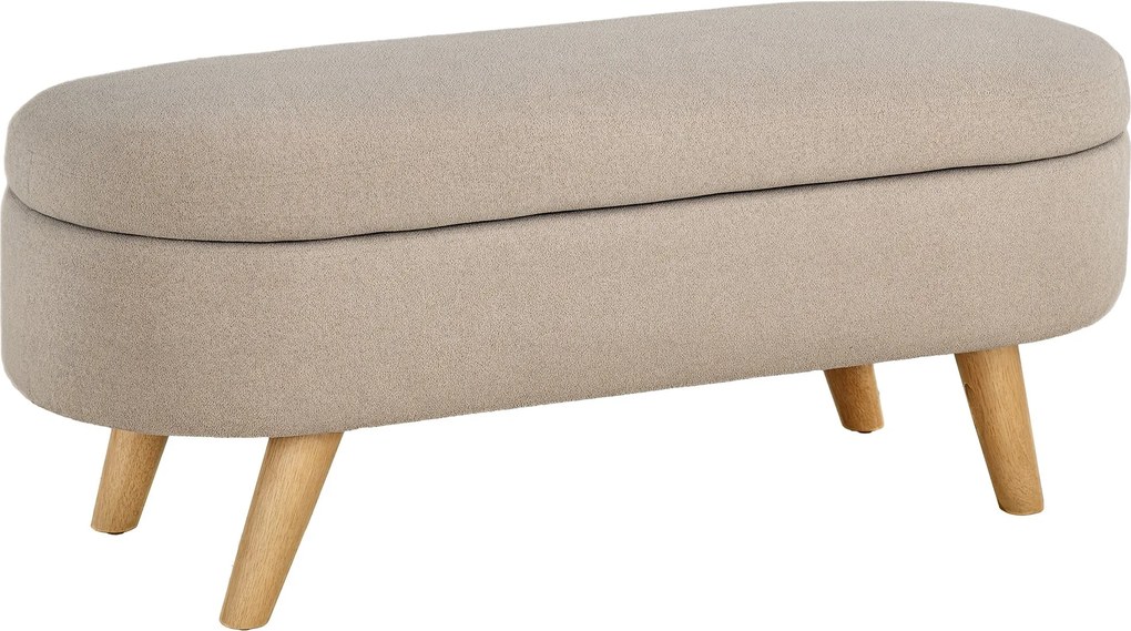 HOMCOM Ágy Végére Való Pad Fa Lábakkal és Párnázott Üléssel 120 kg Teherbírású Ovális Tároló Puff | Aosom