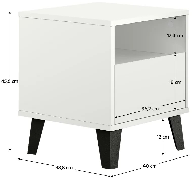 BOGAN 1S éjjeliszekrény, fehér