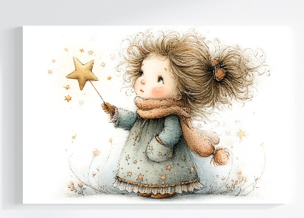 Canvas Vászonkép Gyerek Tündér Boszorkány Csillag Mese 120x80