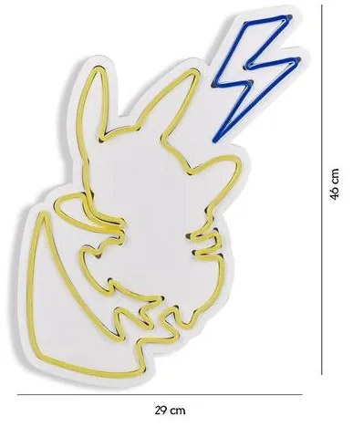 Műanyag LED-es fali dekoráció, Pikachu - Sárga Blue
