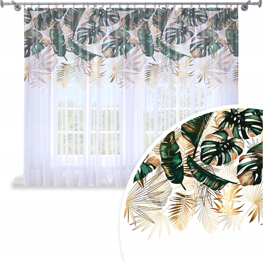 Függöny Kész Fátyol 300X160 Festett Mintás Béka Szalag Függöny 050