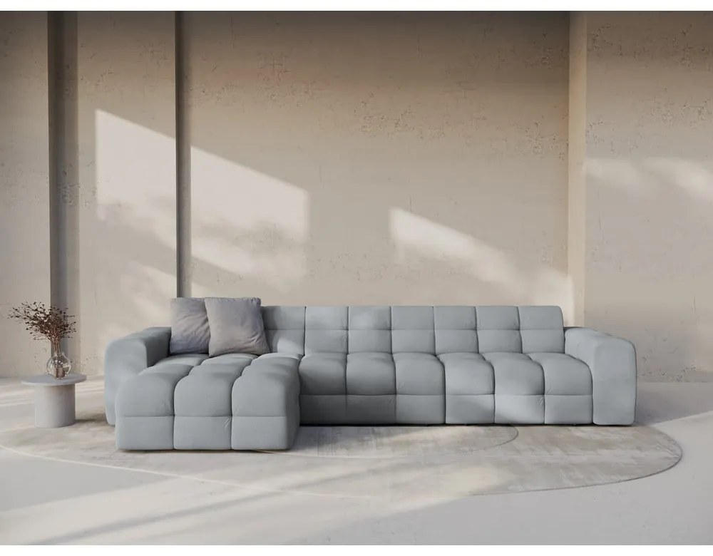 Szürke sarokkanapé (bal oldali-heverő résszel) Kendal – Micadoni