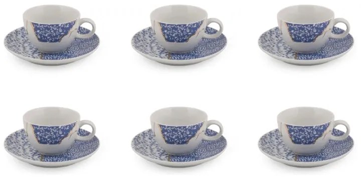 Fehér-kék porcelán csésze szett 6 db-os 0.9 l – Hermia