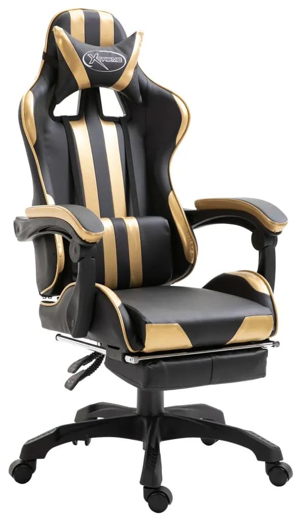 vidaXL aranyszínű műbőr gamer szék lábtartóval