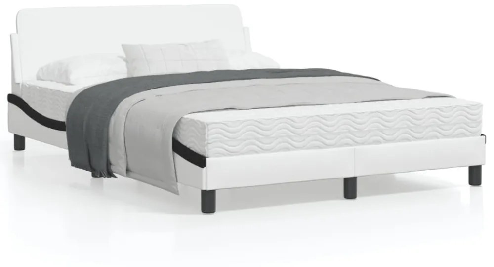 fehér és fekete műbőr ágykeret Dover 120 x 200 cm