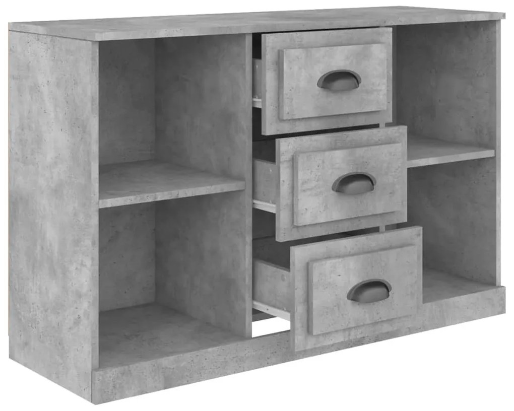betonszürke szerelt fa tálalószekrény 104,5 x 35,5 x 67,5 cm