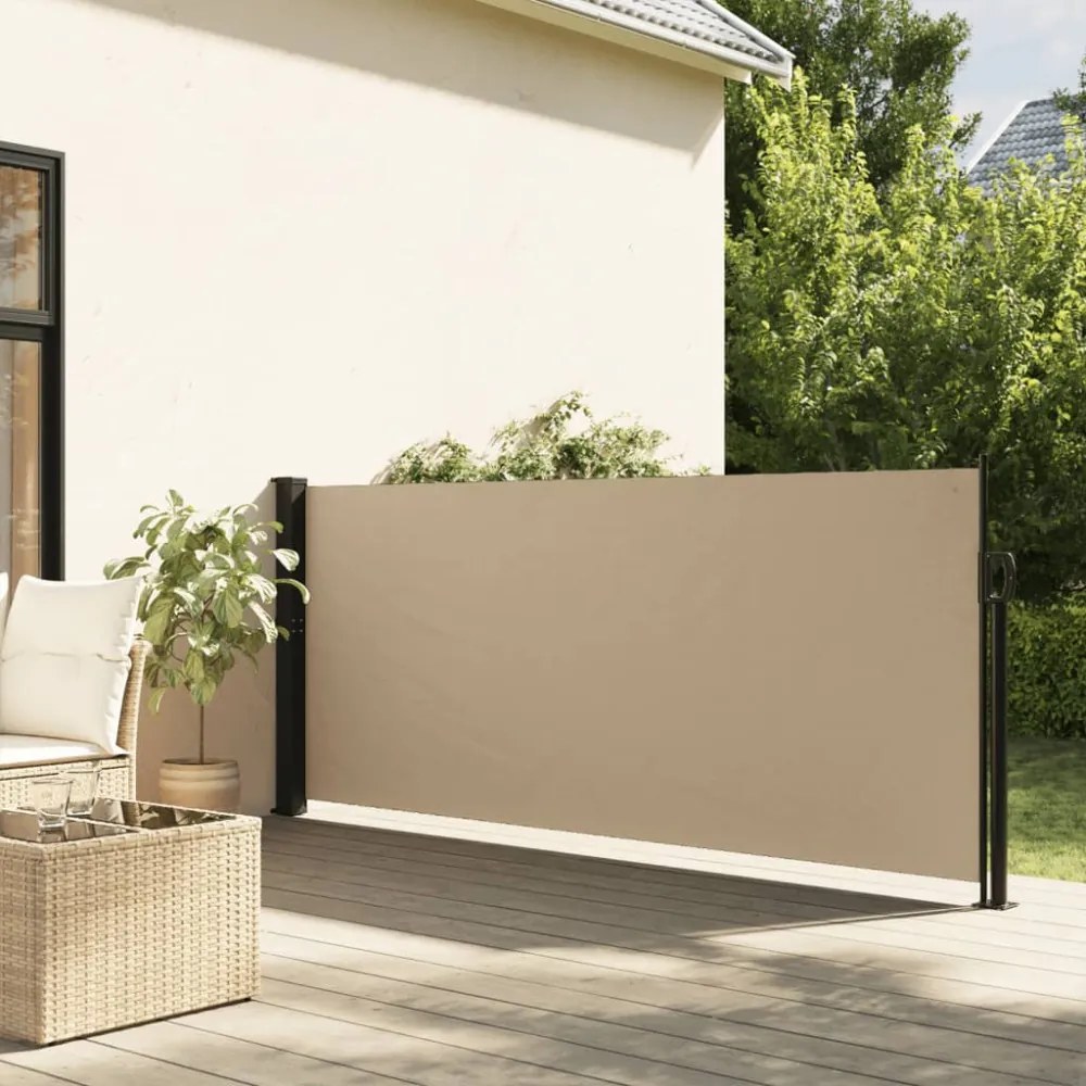 bézs behúzható oldalsó napellenző 120 x 500 cm