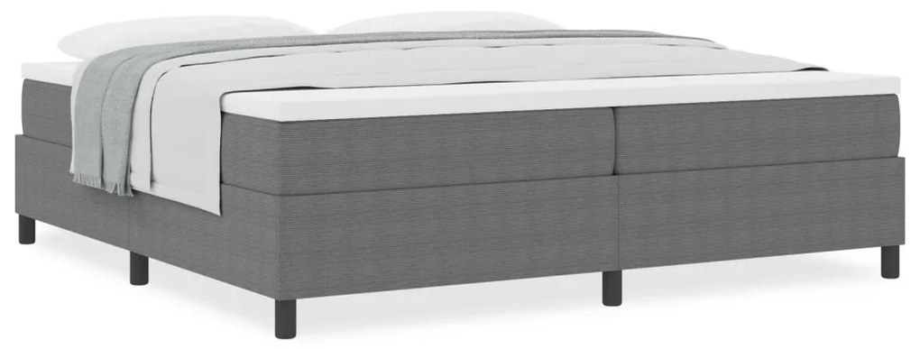 Box Spring Ágy Matraccal Világosszürke 200x200 cm Kordbársony