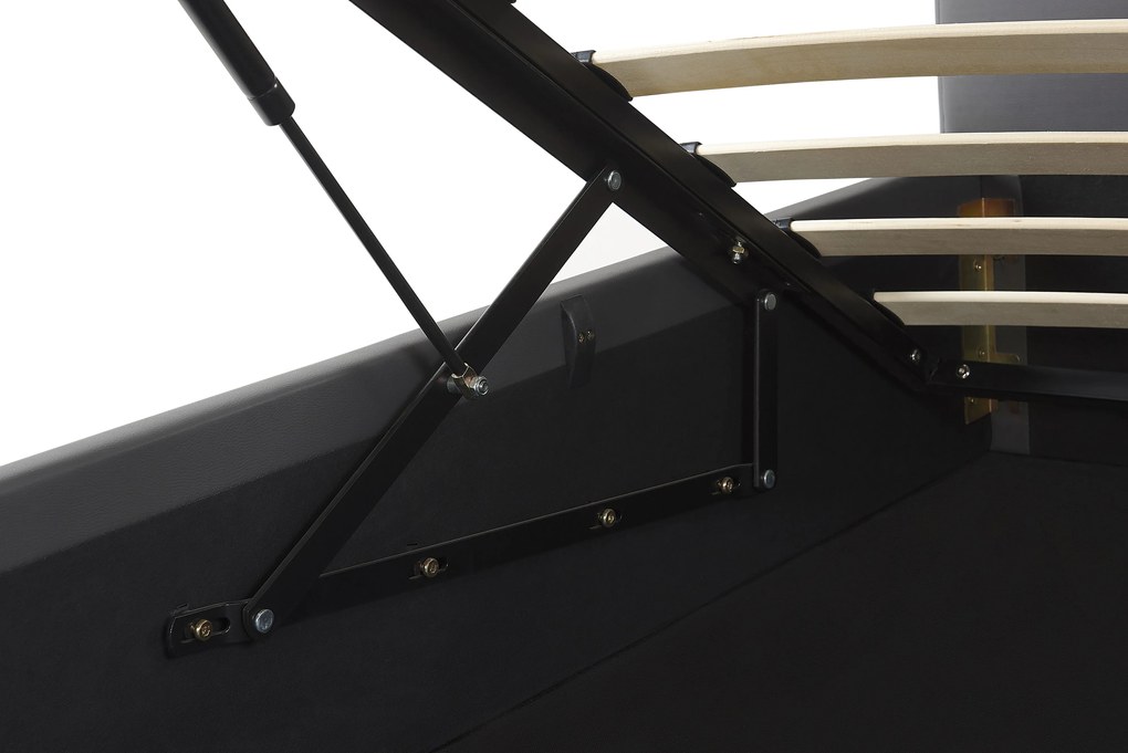 Szürke műbőr ágyneműtartós franciaágy 180 x 200 cm DREUX Beliani