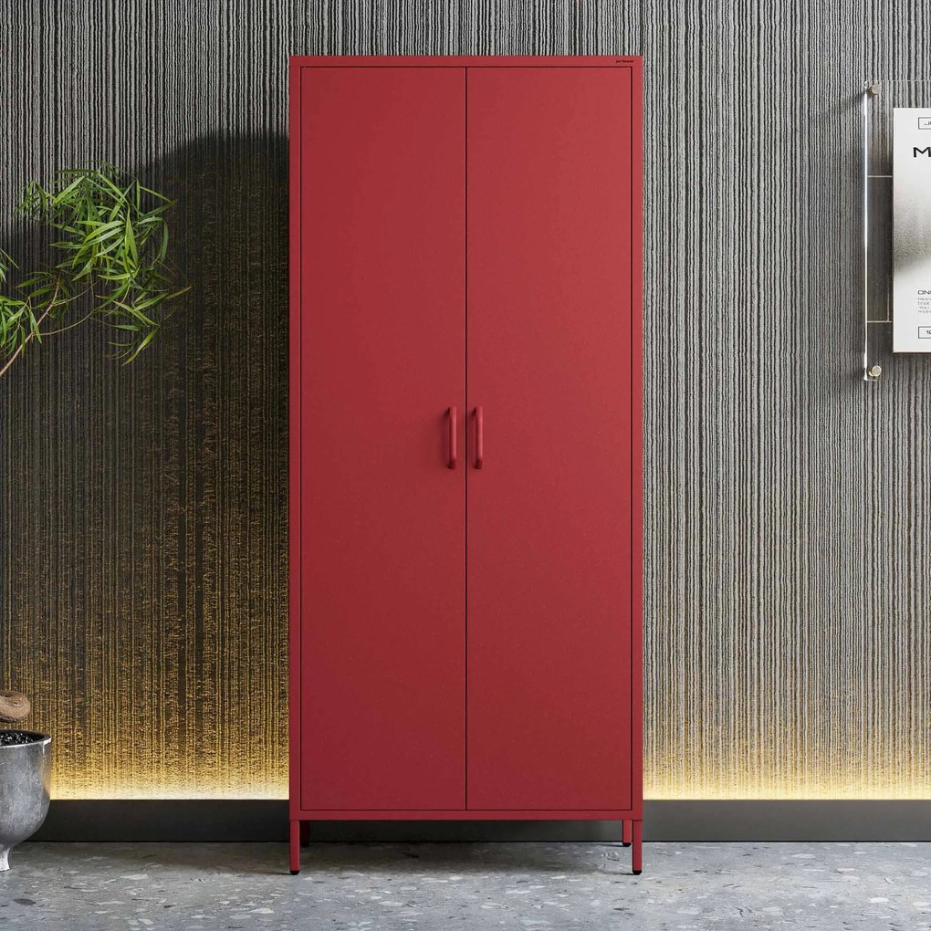 Gardróbszekrény FLAVIO, 800 x 1850 x 450 mm, Modern: piros
