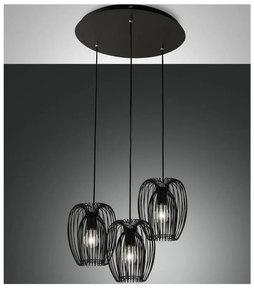 Fabas Luce 3677-47-101 - Csillár zsinóron CAMP 3xE27/40W/230V fekete