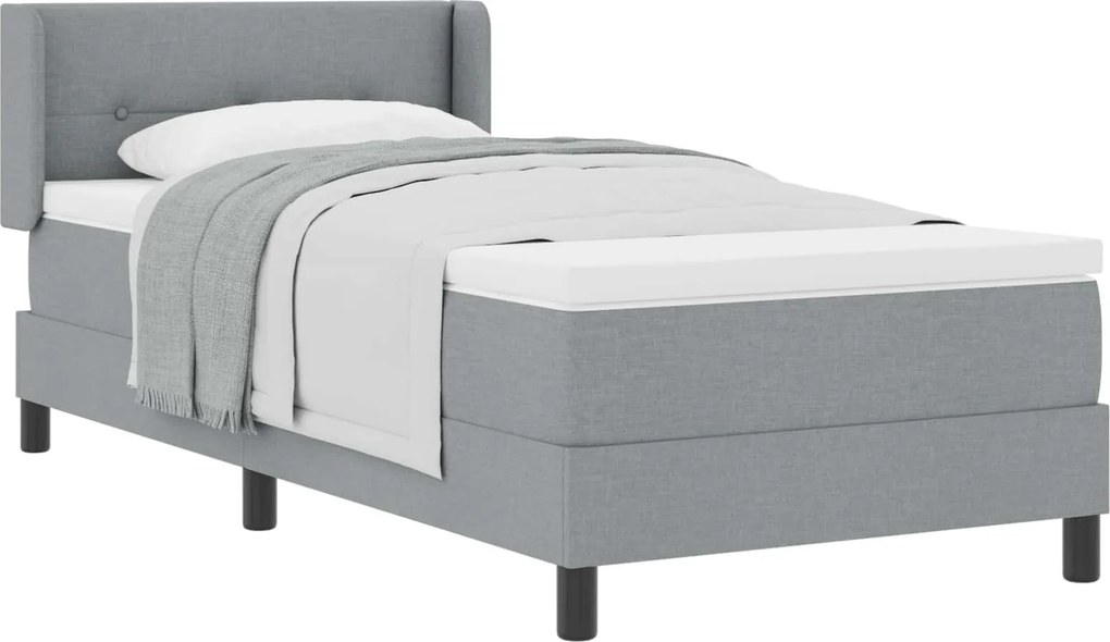 vidaXL Boxrugós ágy matracmal Világosszürke 190 x 90 cm Poliészter