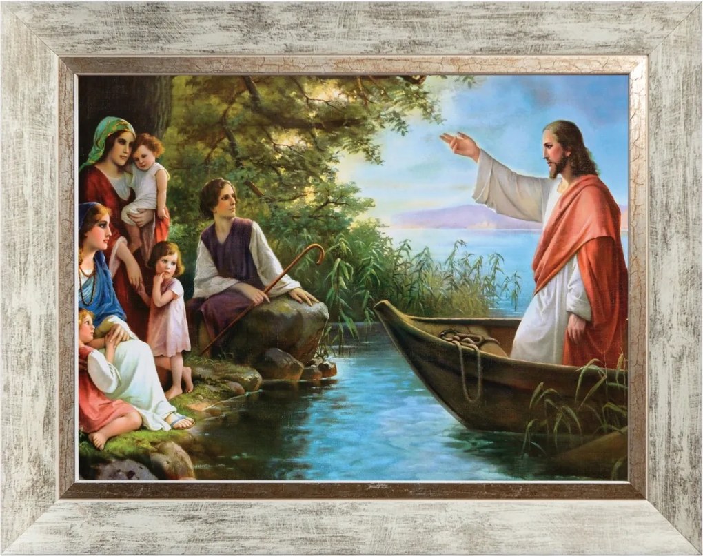 Jézus Tanár Szakrális Kép Fehér Díszített Keretben 30X40