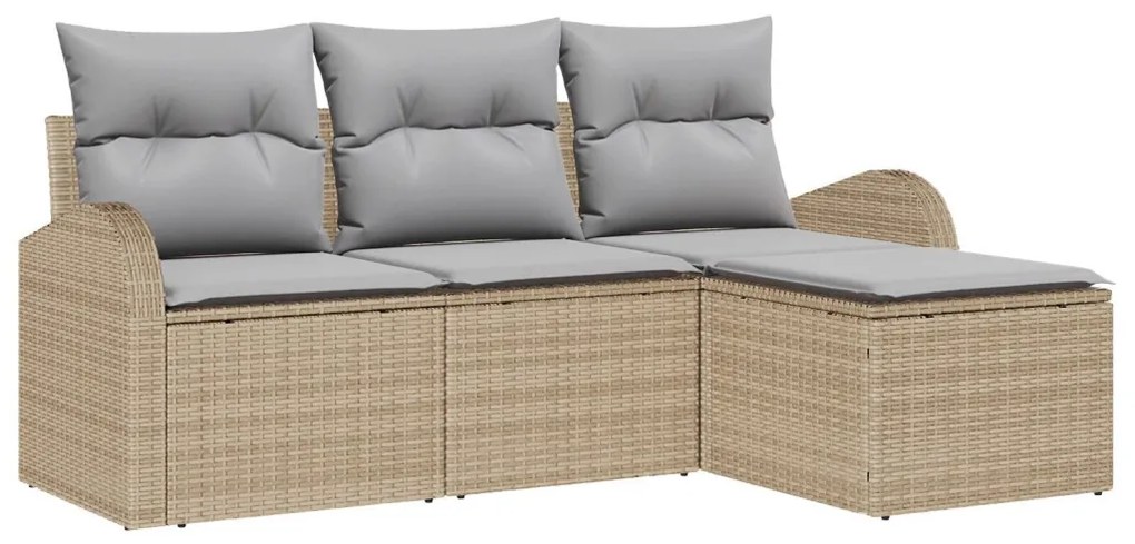 Kerti Kanapé Szett 4 pcs bézs és világosszürke Poli rattan