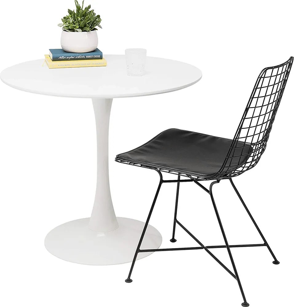 Étkezőasztal, kerek, fehér, matt, átmérő 80 cm, REVENTON NEW