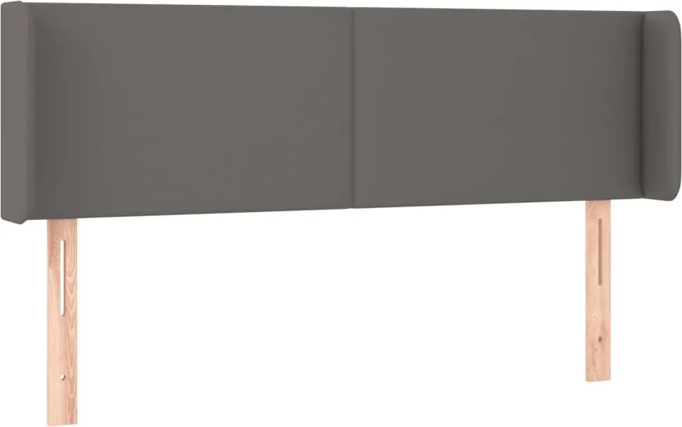 szürke műbőr szárnyas fejtámla szárnyakkal 147x16x78/88 cm