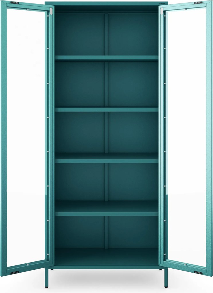 Vitrin üveg nappaliba lábakon petrolkék, 800x1850x450 mm: ANGELO Modern