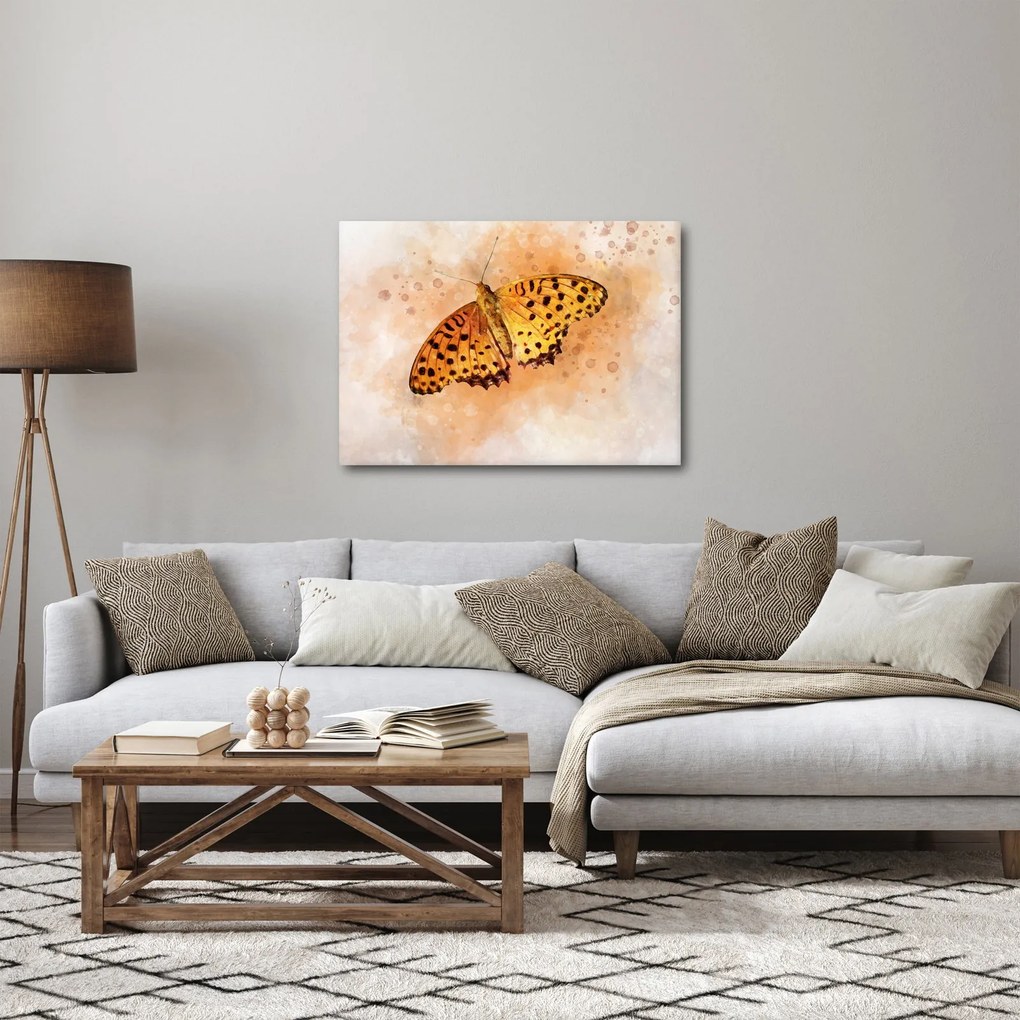 Kép - narancssárga pillangó, akvarell (70x50 cm)