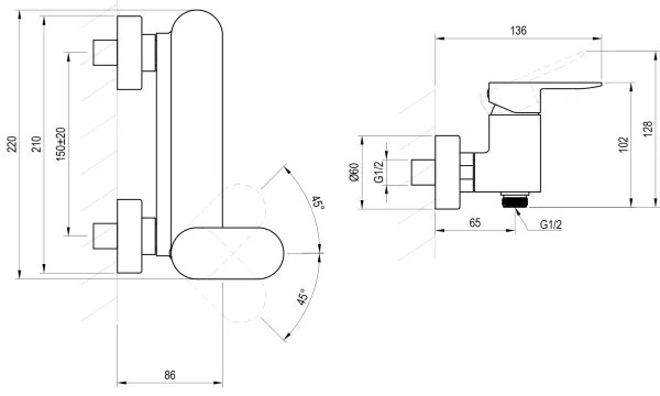 Ravak X070464 - CHROME fekete zuhanycsaptelep