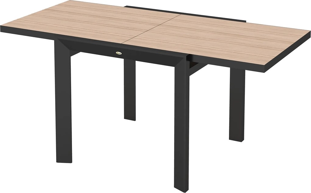 Outsunny Kihúzható Alumínium Kerti Asztal 80/160x80 cm Időjárásálló Erkély Asztal Csúszásmentes Büfé Asztal Kemping Asztal 6 Fő Részére Terasz Asztal