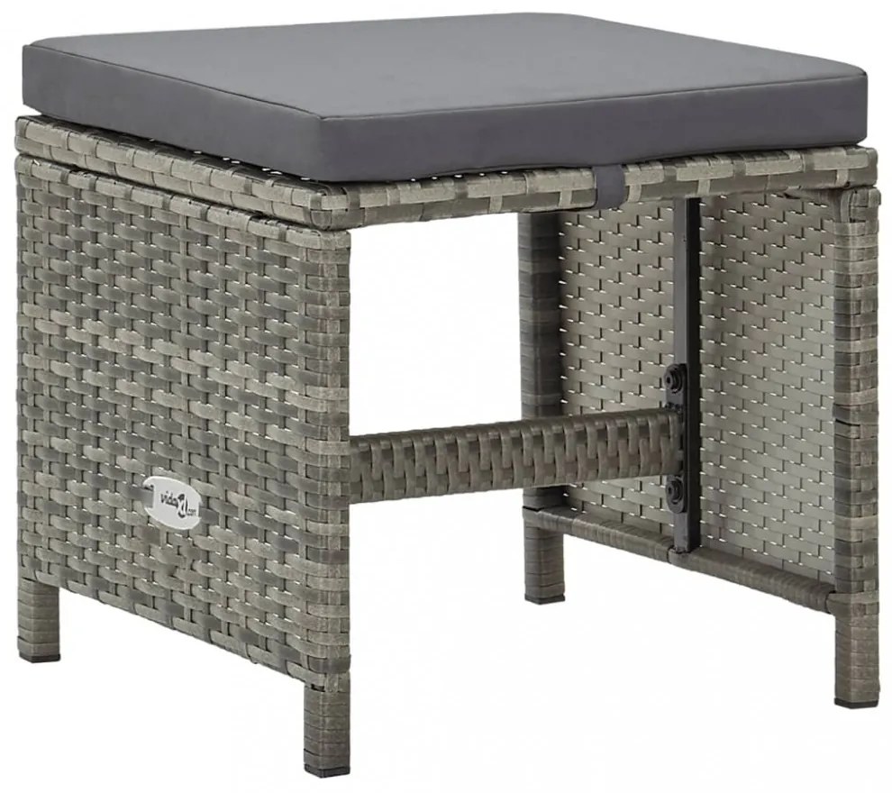 4 db szürke polyrattan kerti ülőke párnákkal