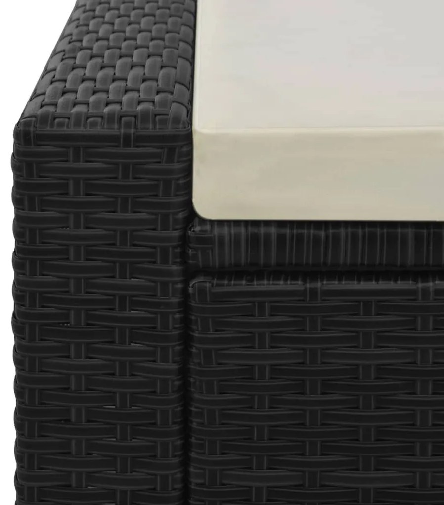 Fekete kétszemélyes polyrattan napozóágy