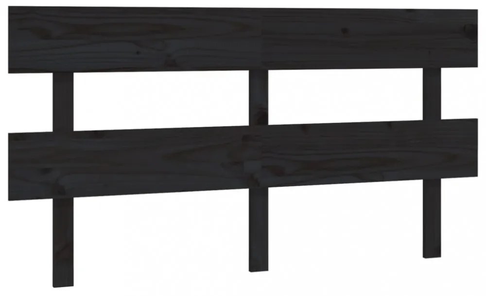 fekete tömör fenyőfa ágyfejtámla 164x3x81 cm