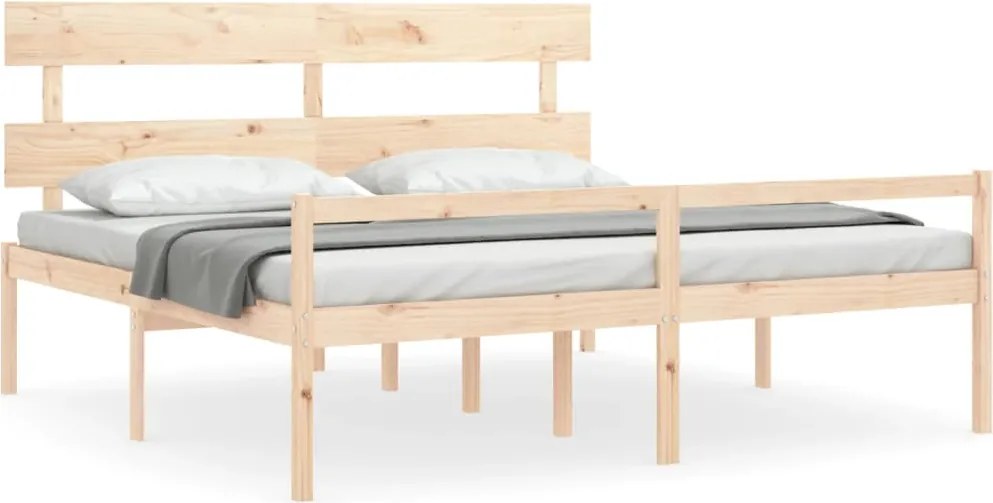 vidaXL tömör fa ágy időseknek fejtámlával 200x200 cm