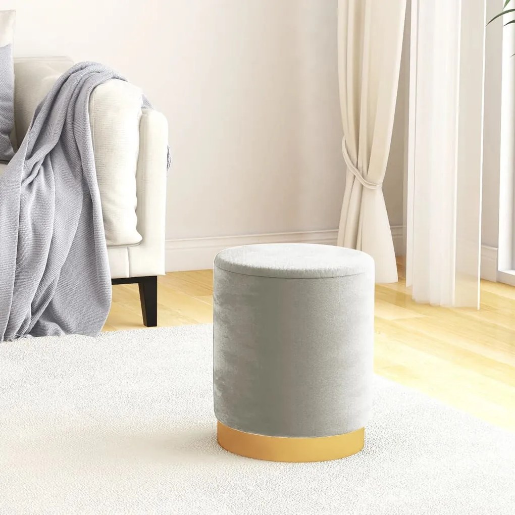 világosszürke kerek bársonyülőke tárolóval 31 x 37 cm