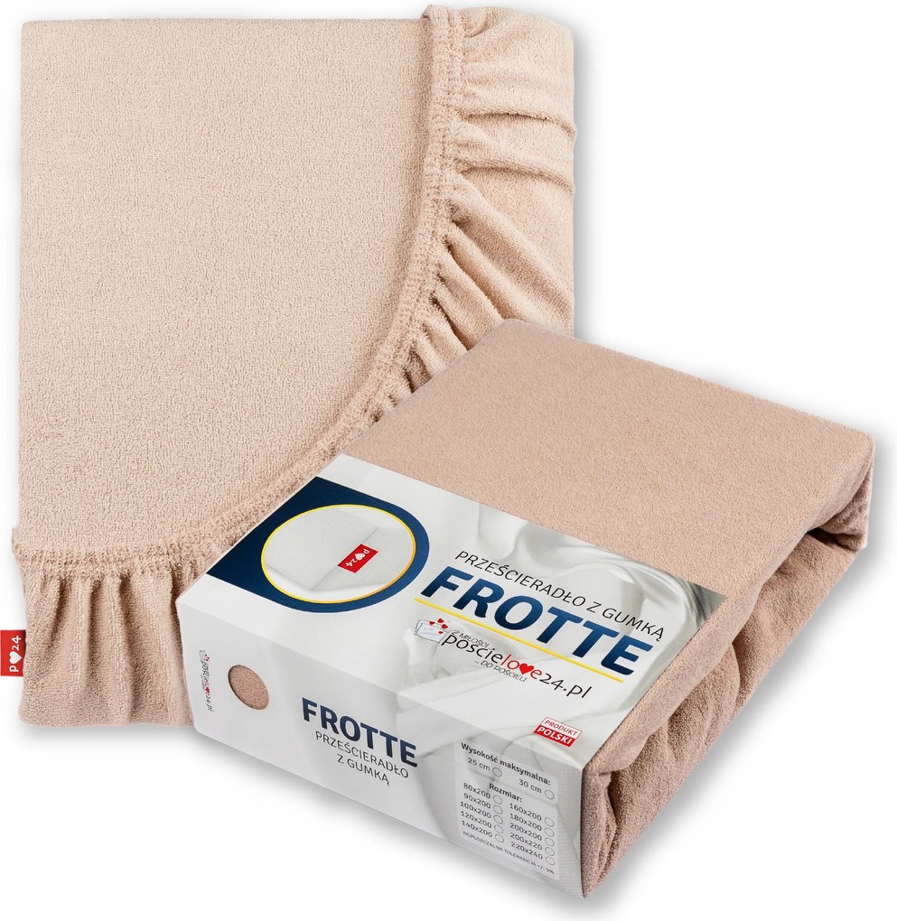 Frottír lepedő 160x200 gumis vastag pamut Prémium oldal 30 cm Cafe